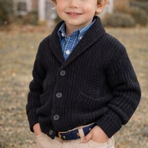 Polo Ralph Lauren Black Chunky Knit Cardigan Toddlercore 3T Preppy Classic